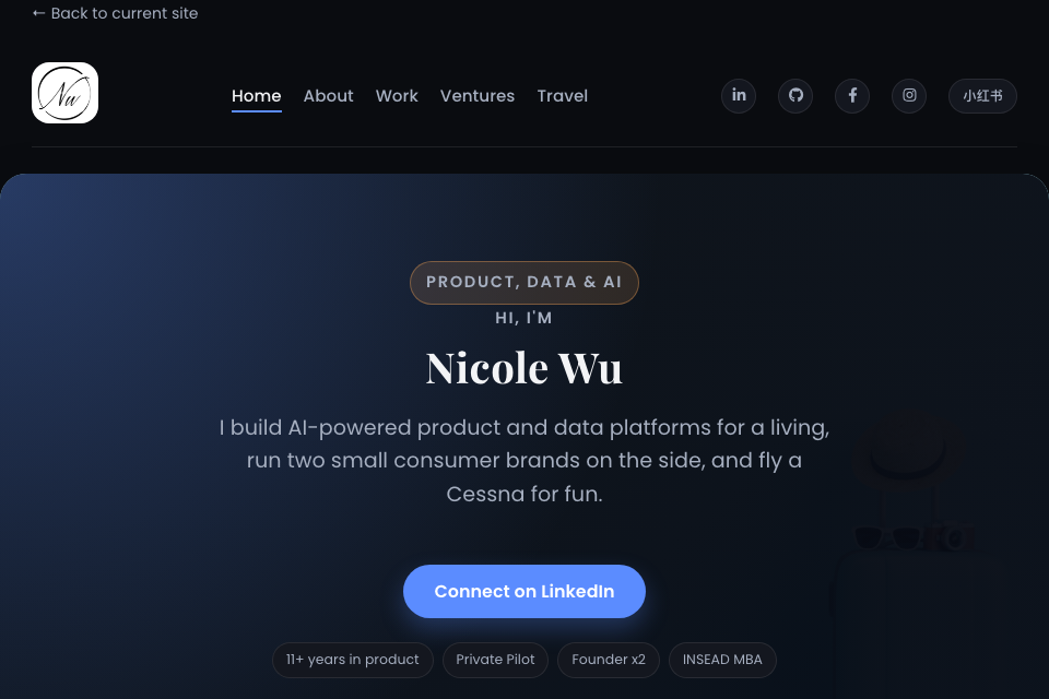 Screenshot of nicole-wu.com version 2