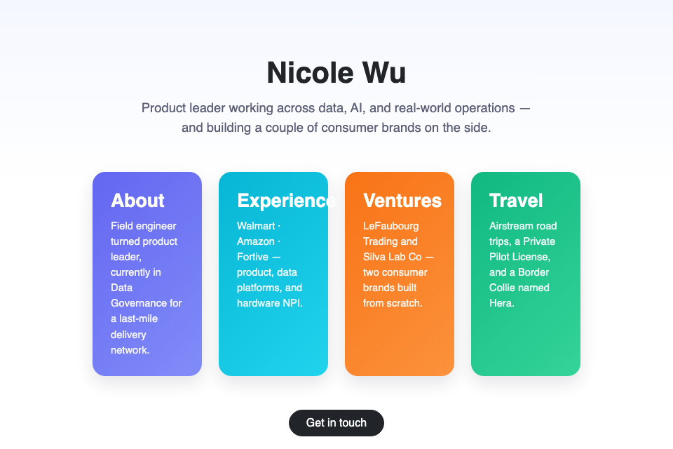 Screenshot of nicole-wu.com version 3